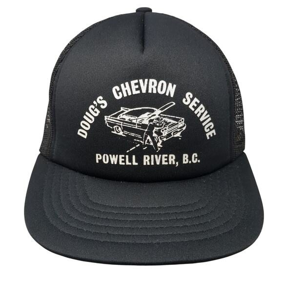 Doug's Chevron Service Powell River, B.C. Snapback Trucker Hat Black OS Canada - Picture 1 of 10
